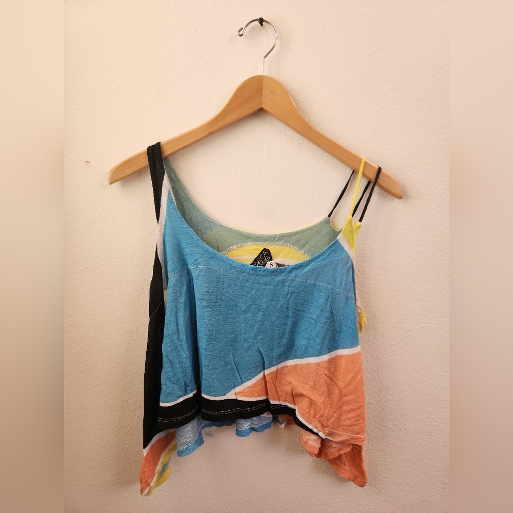 Seneca Rising x Pacsun Tank Top‎ Crop Asymmetrical Colorblock Multicolor Small